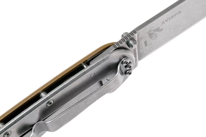 Ніж складаний ESEE Avispa, замок Frame Lock, лезо Plain Stonewashed D2, руківя Coyote Brown FRN, Тайвань, BRK1302CB - Фото 7 Ніж складаний ESEE Avispa, замок Frame Lock, лезо Plain Stonewashed D2, руківя Coyote Brown FRN, Тайвань, BRK1302CB - изображение 7