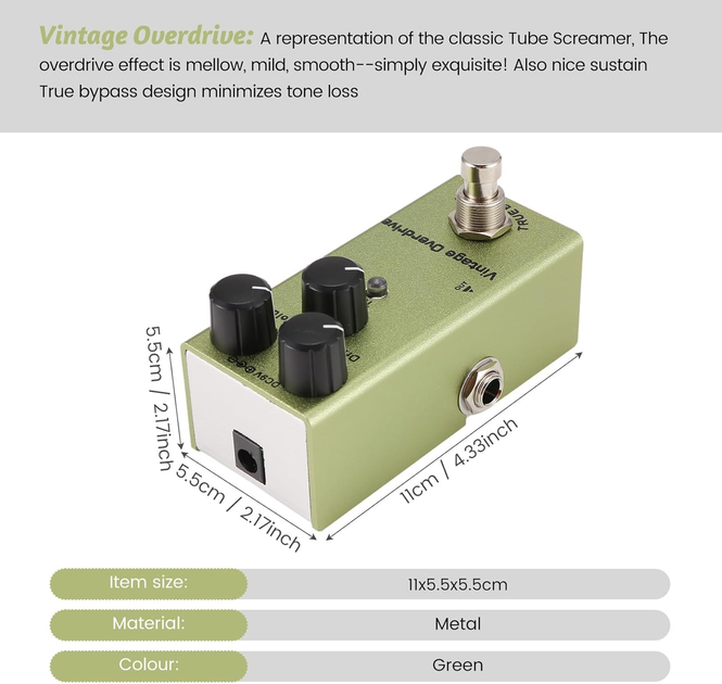 Педаль эффектов для электрогитары Vintage Overdrive овердрайв гитарная педаль эффекта примочка - Фото 7 Педаль эффектов для электрогитары Vintage Overdrive овердрайв гитарная педаль эффекта примочка - изображение 7