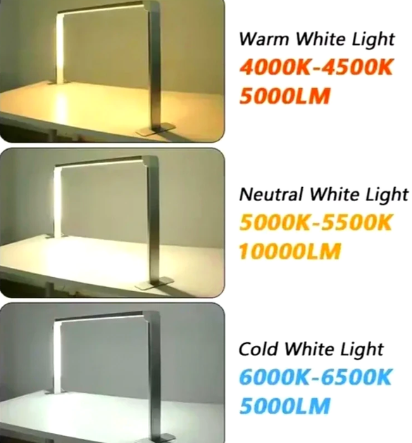 LED лампа 80 см настольная черная для работы и учебы с регулировкой цветовой температуры 3000K-6500K мощностью 35 Вт - изображение 3