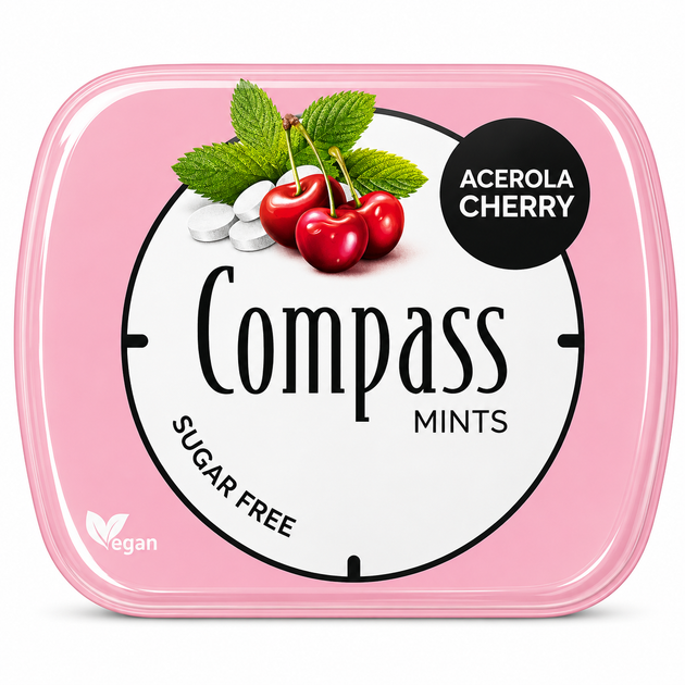 Освежающие драже без сахара Compass Вишня-Ацерола (Vegan), немецкие леденцы, 14 г - Фото 1 Освежающие драже без сахара Compass Вишня-Ацерола (Vegan), немецкие леденцы, 14 г - изображение 1