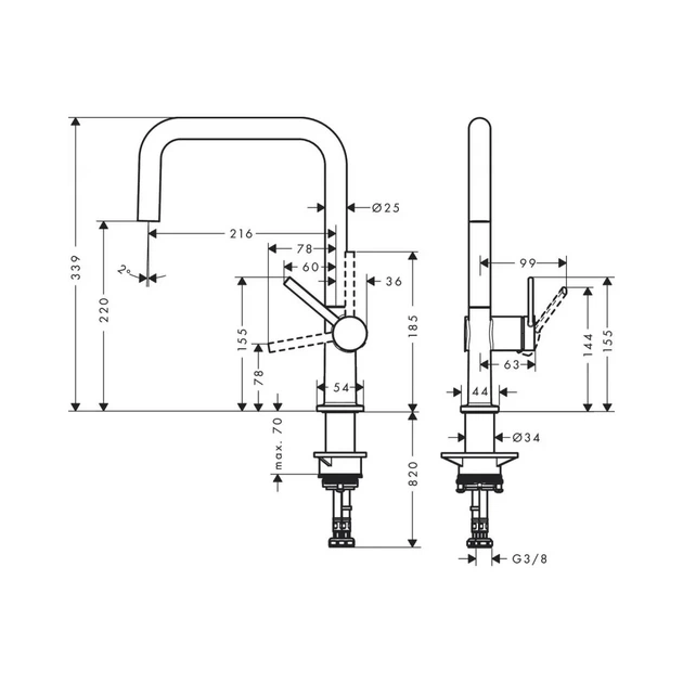 HANSGROHE Talis M54 Кухонный смеситель U 220, хром (72806000) - изображение 5