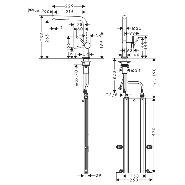 Кухонний змішувач Hansgrohe Talis 270, чорний матовий (72809670) - зображення 3