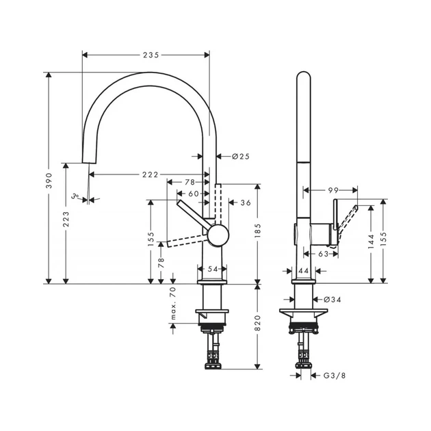 Hansgrohe Talis 220 Кухонний змішувач, чорний матовий (72804670) - Фото 4 Hansgrohe Talis 220 Кухонний змішувач, чорний матовий (72804670) - зображення 4