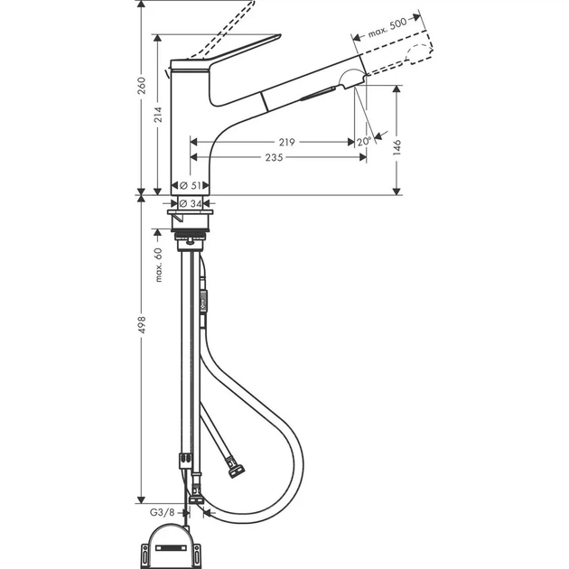 Hansgrohe Zesis M33 Смеситель для кухни, черный матовый (74803670) - изображение 3