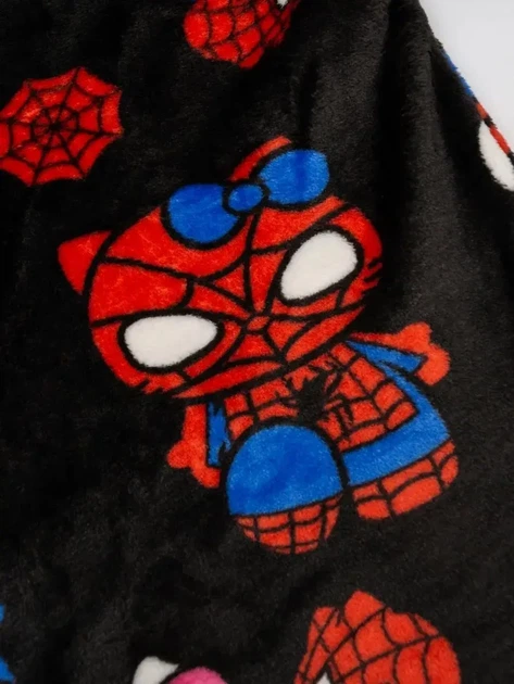 Штани піжамні плюшеві теплі чорного кольору Spiderman x Hello Kitty домашні штани Спайдермен Людина Павук Хеллоу Кітті, M-L - зображення 7