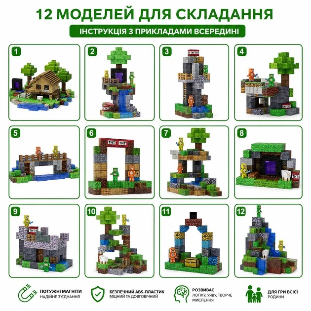 Конструктор Module World Magnetic Cube Blocks с 160 магнитными кубиками, 5 фигурками и контейнером TNT - изображение 9
