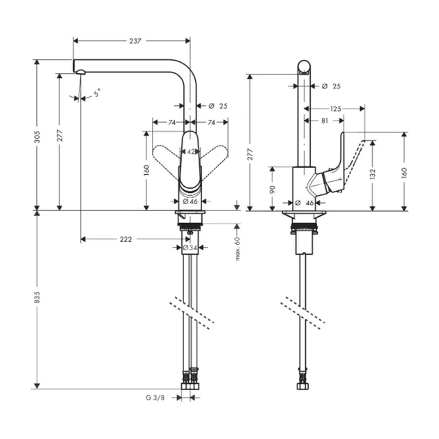 Hansgrohe Focus 280 Смеситель для кухни, нерж. сталь (31817800) - изображение 4