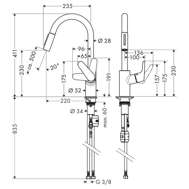 Hansgrohe Focus 240 Змішувач для кухні, чорний матовий (31815670) - зображення 2