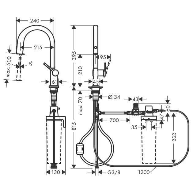 Hansgrohe Aqittura M91 Смеситель для кухни, хром (76803000) - изображение 5