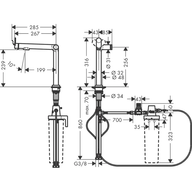 Hansgrohe Aqittura M91 Змішувач для кухні, чорний (76804670) - зображення 10