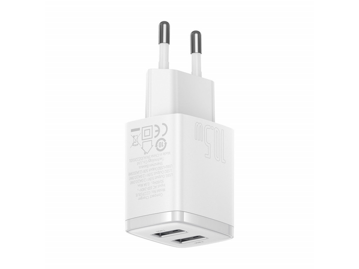 Сетевое зарядное устройство Baseus Compact Charger 2U 10.5W White (CCXJ010202) [74462] - изображение 3