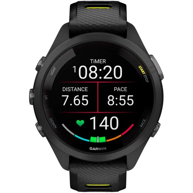 Смарт-годинник Garmin Forerunner 265S Black Bezel and Case with Black/Yellow Silicone Band (010-02810-03) [89362] - зображення 4