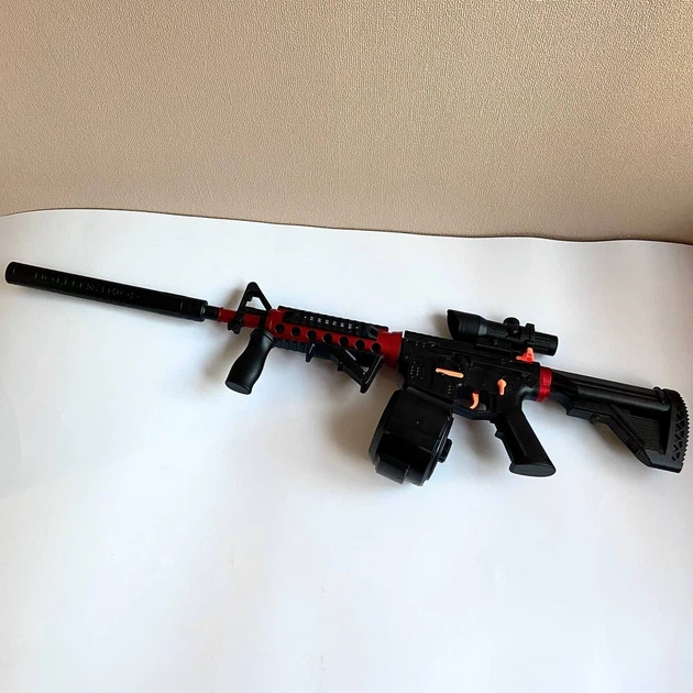 Іграшковий автомат Орбіган M4A1 на орбізах (гелевих кульках) 95 см акумуляторний + 500 орбізів червоний - зображення 3