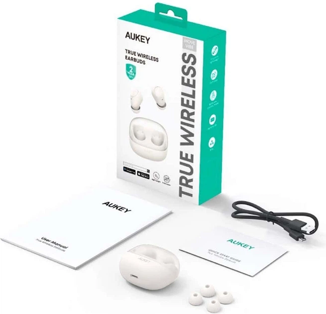 Słuchawki bezprzewodowe AUKEY EP-M3A White (689323788026) - Zdjęcie 2 Słuchawki bezprzewodowe AUKEY EP-M3A White (689323788026) - obraz 2