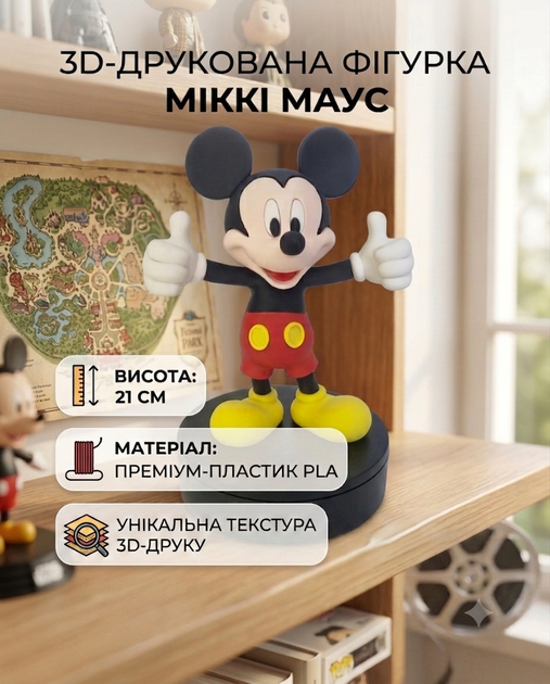 Коллекционная фигурка Микки Маус 21 см — 3D-печать из экологичного PLA-пластика | Mickey Mouse Disney - Фото 1 Коллекционная фигурка Микки Маус 21 см — 3D-печать из экологичного PLA-пластика | Mickey Mouse Disney - изображение 1