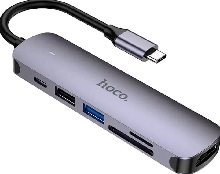 USB-хаб Hoco HB28 Type-C конвертер с HDMI USB3.0 USB2.0 SD TF PD для ноутбуков планшетов и смартфонов - изображение 7