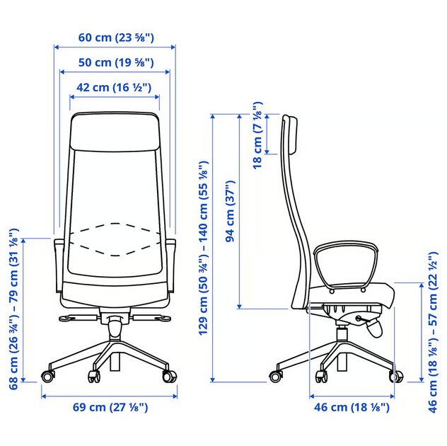 Офісне крісло MARKUS IKEA 702.611.50 Віслі темно-сірий - Фото 9 Офісне крісло MARKUS IKEA 702.611.50 Віслі темно-сірий - зображення 9