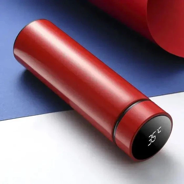 Термос T-Bottle 919 500 мл з дисплеєм температури, термопляшка з ситечком для чаю, вакуумна колба з нержавіючої сталі, ємність для кави, води, напоїв, дорожній аксесуар для офісу, роботи, подорожей, туризму та прогулянок червоний - зображення 7
