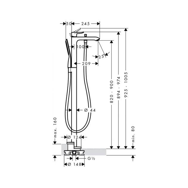 Hansgrohe Metris Смеситель для ванны, хром (31471000) - Фото 2 Hansgrohe Metris Смеситель для ванны, хром (31471000) - изображение 2