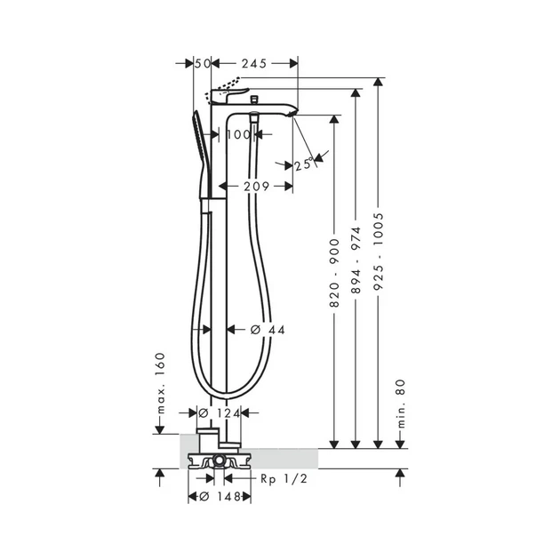 Hansgrohe Metris Смеситель для ванны, хром (31471000) - Фото 4 Hansgrohe Metris Смеситель для ванны, хром (31471000) - изображение 4
