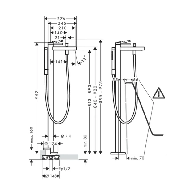 Hansgrohe Finoris Змішувач для ванни підлоговий, білий (76445700) - зображення 4