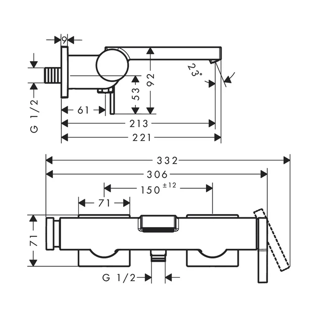 Hansgrohe Tecturis E Смеситель для ванны, хром (73420000) - изображение 2
