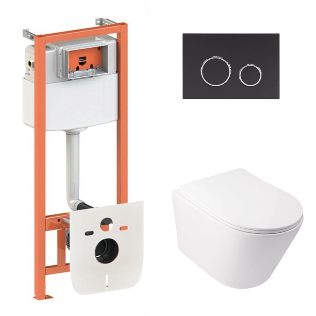 Комплект: Qtap Swan Ultra Quiet унітаз підвісний QT16335179W + Nest комплект інсталяції 4в1 (кругла клавіша Black mat) QT0133M425 + M11V1146MB - Фото 1 Комплект: Qtap Swan Ultra Quiet унітаз підвісний QT16335179W + Nest комплект інсталяції 4в1 (кругла клавіша Black mat) QT0133M425 + M11V1146MB - изображение 1