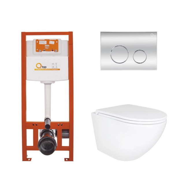 Комплект: Qtap Robin Ultra Quiet унітаз підвісний QT1333046EUQW + Nest комплект інсталяції 4в1 (кругла клавіша Chrome) QT0133M425 + QT0111M11112CRM - Фото 1 Комплект: Qtap Robin Ultra Quiet унітаз підвісний QT1333046EUQW + Nest комплект інсталяції 4в1 (кругла клавіша Chrome) QT0133M425 + QT0111M11112CRM - изображение 1