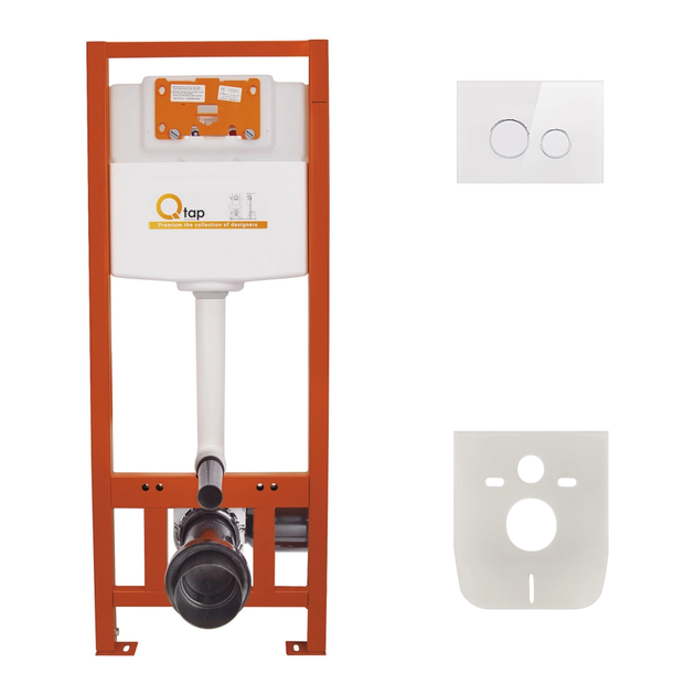 Комплект: Qtap Nest ST Інсталяція для унітазу 4в1( Клавіша кругла White glass 175х245х4mm) - Фото 1 Комплект: Qtap Nest ST Інсталяція для унітазу 4в1( Клавіша кругла White glass 175х245х4mm) - изображение 1