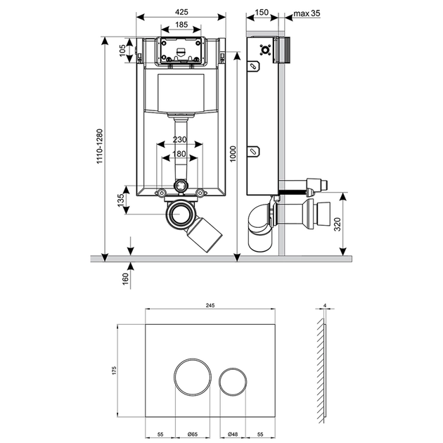 Комплект: Qtap Nest ST Інсталяція для унітазу 4в1( Клавіша кругла White glass 175х245х4mm) - Фото 9 Комплект: Qtap Nest ST Інсталяція для унітазу 4в1( Клавіша кругла White glass 175х245х4mm) - изображение 9