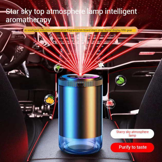 Розумний автомобільний очисник повітря Starry Sky Summit USB з функцією ароматизації та проєкцією зоряного неба 50 мл 5 режимів роботи - зображення 9