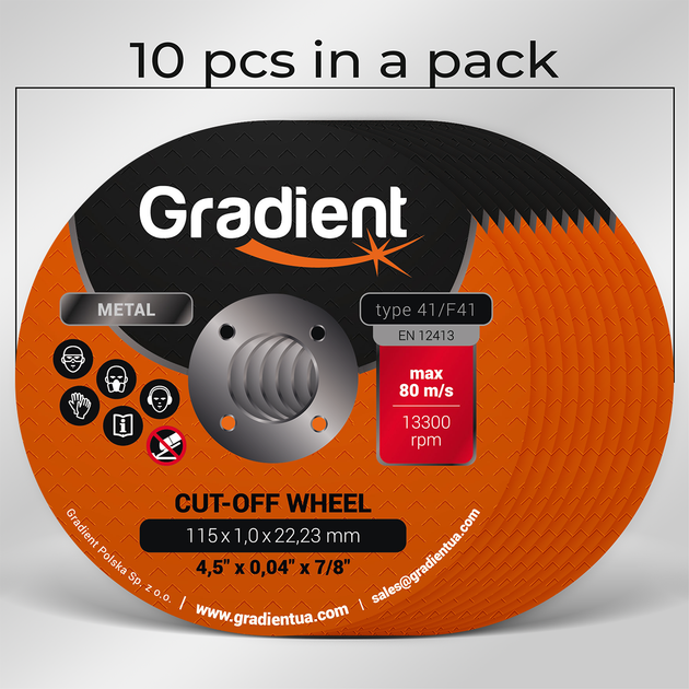 Круг отрезной Gradient 115х1,2х22,23 мм по металлу (тип 41) - изображение 3