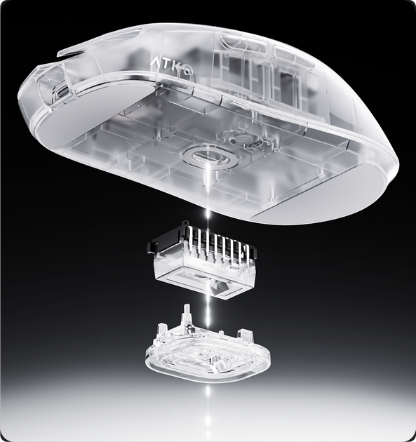 Геймерська акумуляторна бездротова (2,4G) миша ATK ZERO Translucent, PAW 3950 ultra, Nordic 54L15, 8K, Frosted White/Біла (ZTFW) - Фото 3 Геймерська акумуляторна бездротова (2,4G) миша ATK ZERO Translucent, PAW 3950 ultra, Nordic 54L15, 8K, Frosted White/Біла (ZTFW) - изображение 3