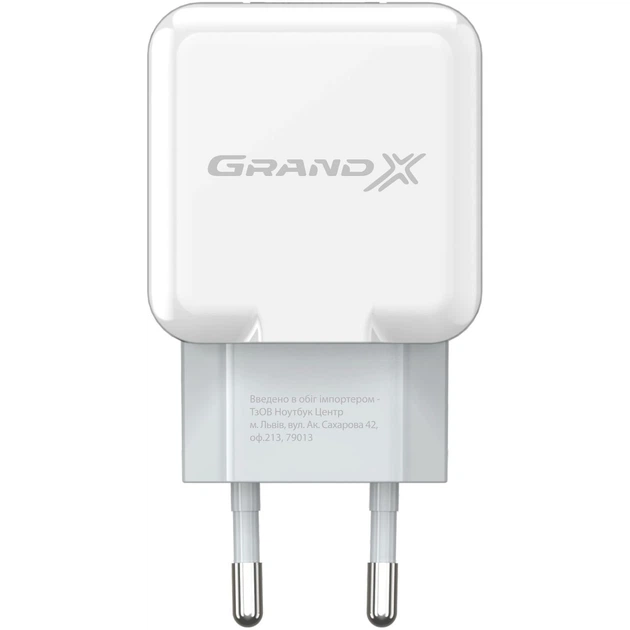 Мережевий зарядний пристрій Grand-X CH03W (1xUSB 2.1 A) White - зображення 4