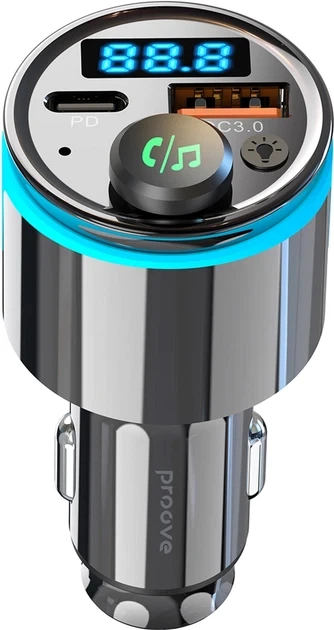 FM-модулятор/дисплей 30W (PD+QC3.0) Type-C+USB Proove Nexus black UA (FMNX30110001) - зображення 2