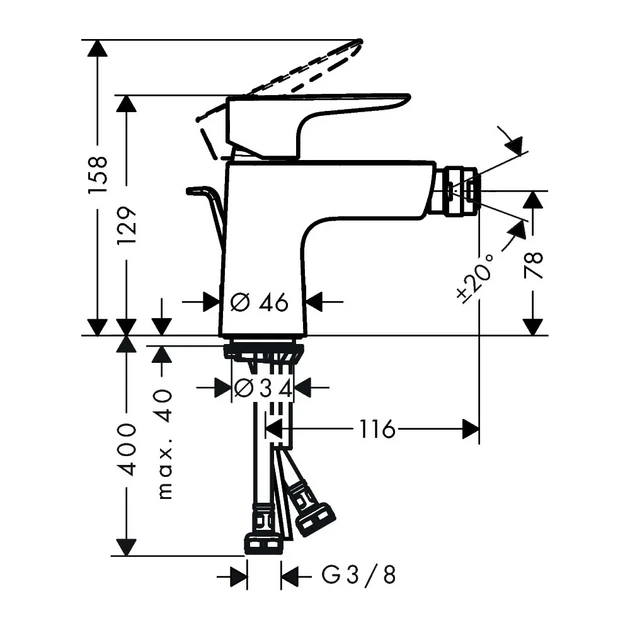 Hansgrohe Talis E Смеситель для биде, черный матовый (71720670) - Фото 2 Hansgrohe Talis E Смеситель для биде, черный матовый (71720670) - изображение 2