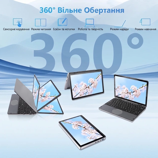 Сенсорный ноутбук 10.95" IUGNG Yoga 360 Intel N150 RAM 16GB SSD 512GB 10ч батарея Windows 11 (UKR) (102260134) b1 - Уценка - изображение 6