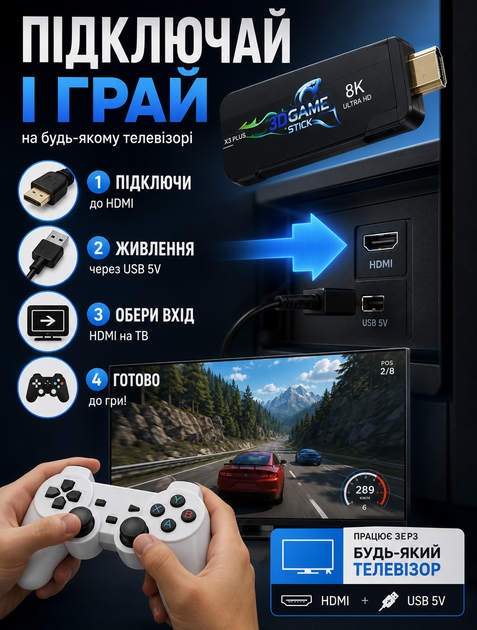 Портативная игровая консоль X3 с поддержкой 8K и двумя беспроводными джойстиками для телевизора 2/64 ГБ - изображение 4