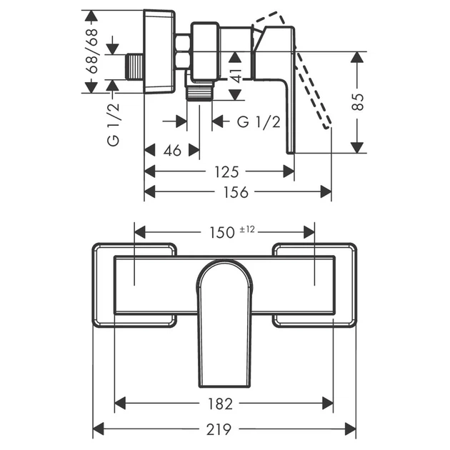 Hansgrohe Vernis Shape Змішувач для душу, хром (71650000) - Фото 3 Hansgrohe Vernis Shape Змішувач для душу, хром (71650000) - зображення 3