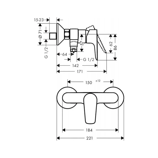 Hansgrohe Talis E Смеситель для душа, золото (71760990) - изображение 2