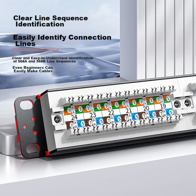 Патч-панель Ampcom AMCAT61924 Cat6 на 24 порти 1U - зображення 9