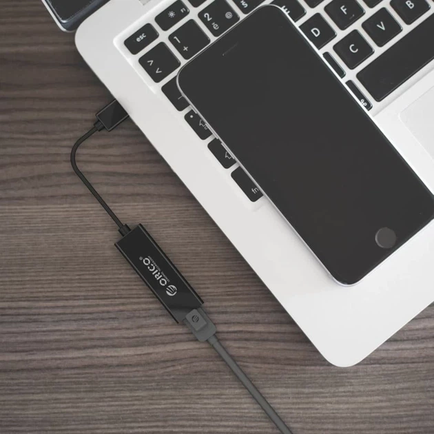 Зовнішня мережева карта Orico UTJ-U3 1 Gigabit USB-A 3.0 Black (6942227180636) - зображення 4