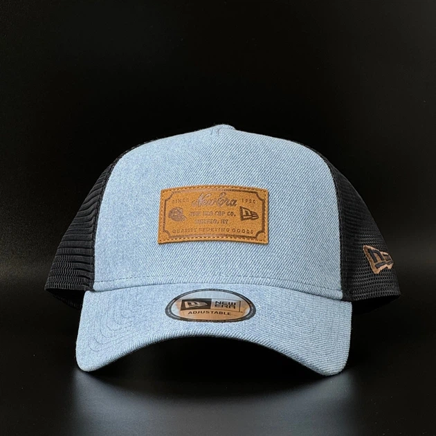 Джинсовая кепка с сеткой New Era Leather Patch Denim 9FORTY Trucker 60856334 - изображение 3