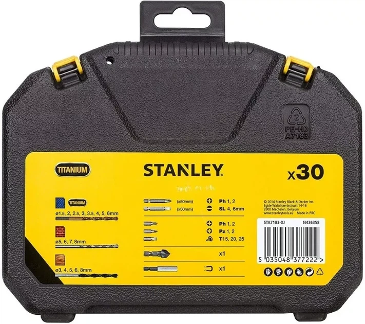 Набір свердел і біт STANLEY 30 шт STA7183-XJ - зображення 3