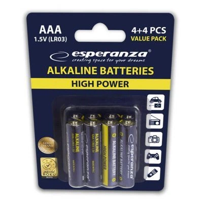Батарейка Esperanza AAA LR03 Alkaline * 8 (EZB104) - Фото 2 Батарейка Esperanza AAA LR03 Alkaline * 8 (EZB104) - зображення 2