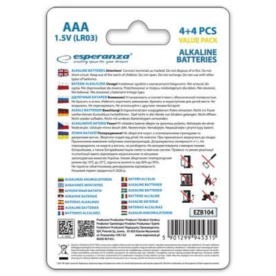 Батарейка Esperanza AAA LR03 Alkaline * 8 (EZB104) - Фото 4 Батарейка Esperanza AAA LR03 Alkaline * 8 (EZB104) - зображення 4