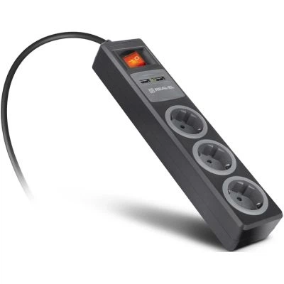 Сетевой удлинитель REAL-EL RS-3 USB CHARGE 1.8m, black (EL122500001) - Фото 8 Сетевой удлинитель REAL-EL RS-3 USB CHARGE 1.8m, black (EL122500001) - изображение 8