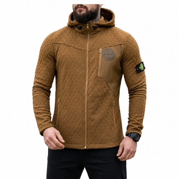 Флисовая кофта Stone Island ПП8056 коричневая Polar с капюшоном прессованный флис S - Фото 1 Флисовая кофта Stone Island ПП8056 коричневая Polar с капюшоном прессованный флис S - изображение 1