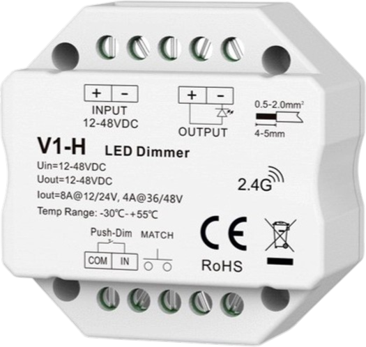 Sterownik LED Skydance V1-H 12-48 V 8 A (HS084554) - Zdjęcie 1 Sterownik LED Skydance V1-H 12-48 V 8 A (HS084554) - obraz 1