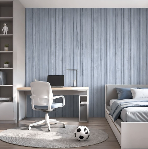 Самоклеящиеся виниловые 3D-рейки в рулоне для стен 600×3000×3 мм, 1,8 м² Серебристый ясень - изображение 5
